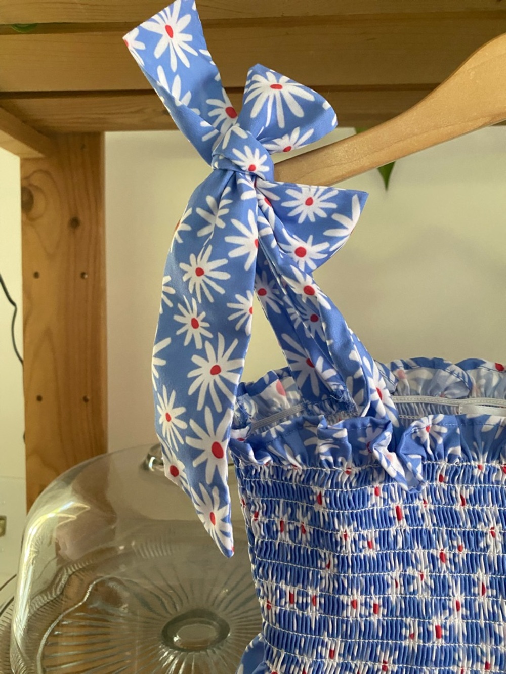 Cecil and Lou Blue Daisy Smocked Tie Shoulders Sun Dress 5t - Picture 7 of 12